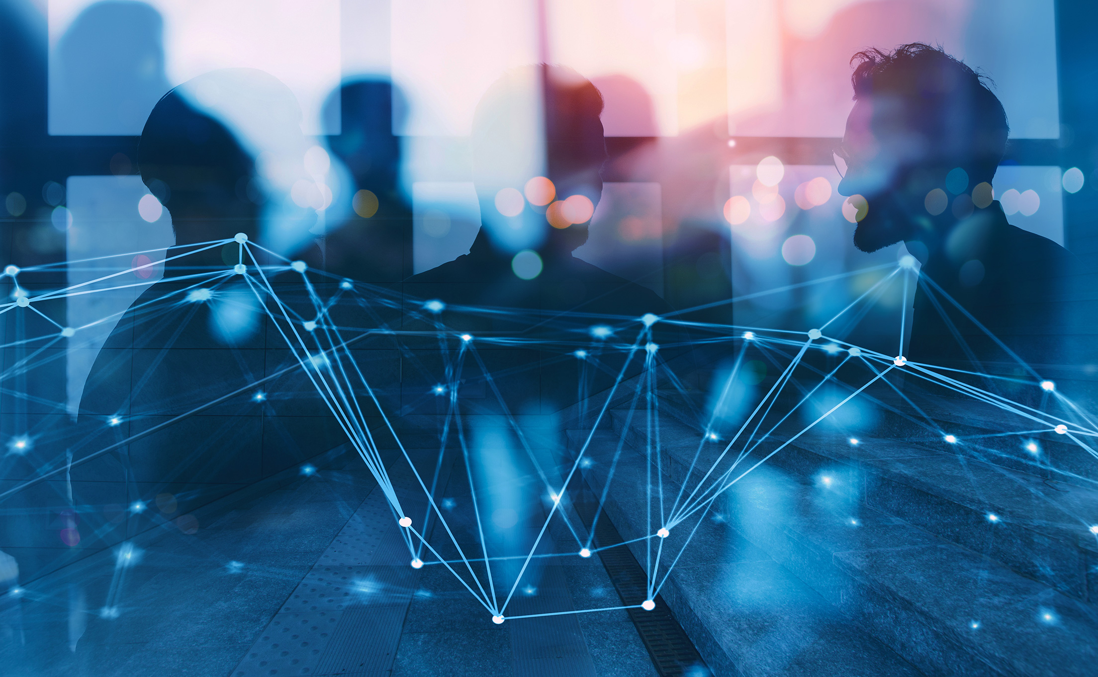 blurred image of people talking