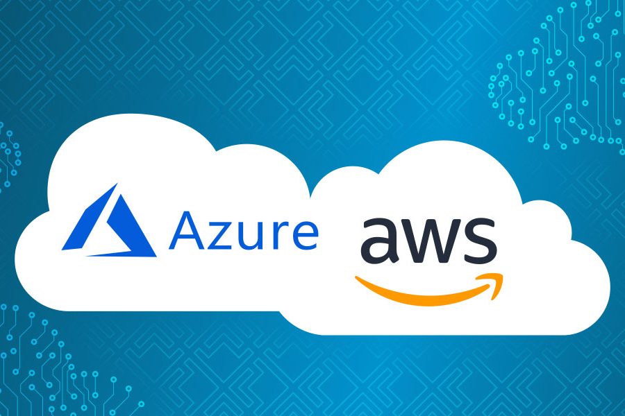 Azure and AWS logo in a cloud