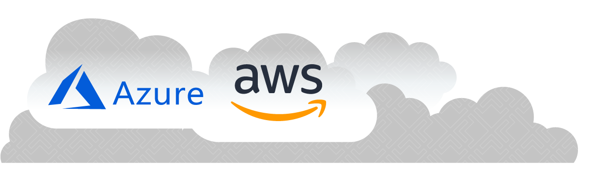 Azure and AWS logo in a floating cloud